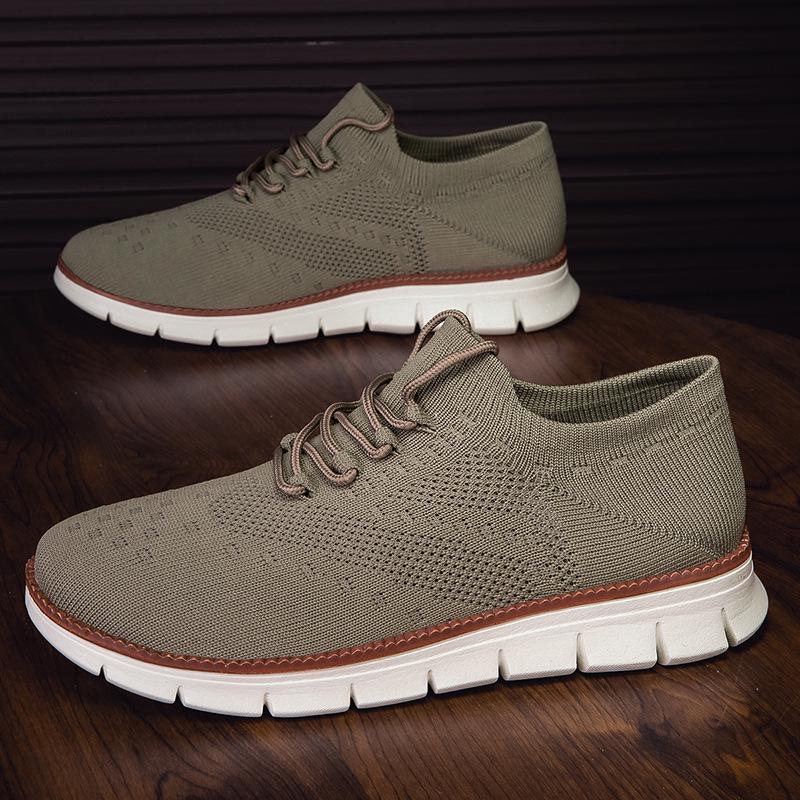 Men's Summer Breathable Mesh Brogue Flyknit Sock Shoes - Casual & Comfortable