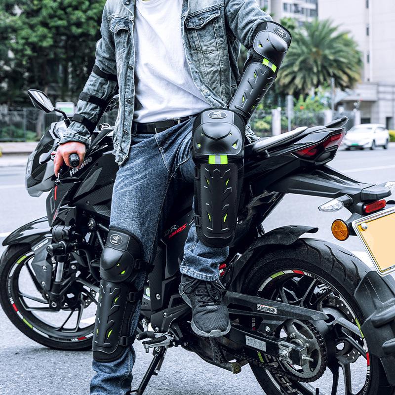 PRO X Motorcycle Anti-Fall Stainless Steel Knee & Elbow Pads Set for Off-Road Riding