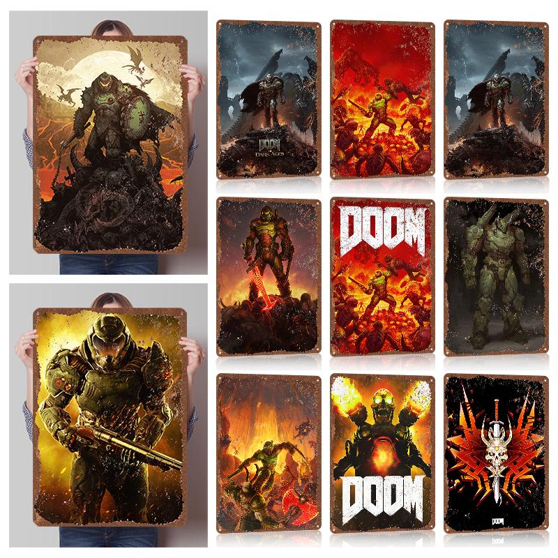 DoomS Tinplate Posters Custom Wall Art Vintage Metal Signs Retro Tin Plaque for Bedroom Decoration Gaming Home Decor Accessories