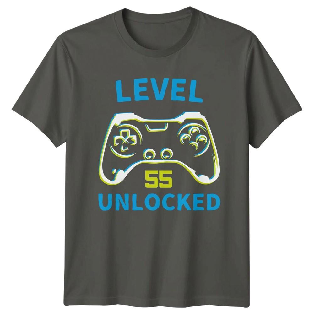 Level 55 Unlocked TShirt Gaming Controller 55th Birthday Gift For Him And Her S