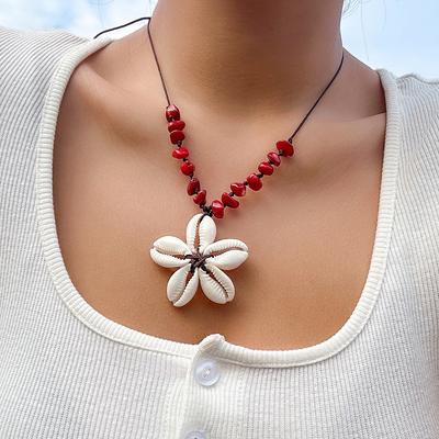 Shell Splicing Flower Adjustable Necklace Neck Creative Turquoise Holiday Style Necklace