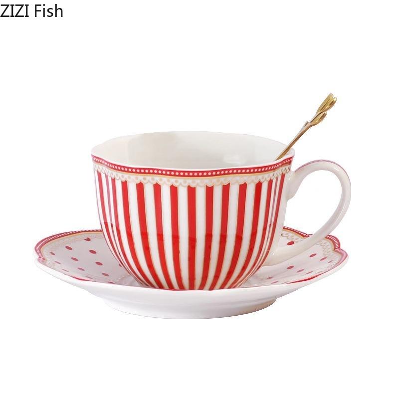 Pop Art Striped Polka Dots Ceramic Cup&saucer Dining Table Coffee Cup Milk Mugs Afternoon Tea Teacup Fruit Juice Container