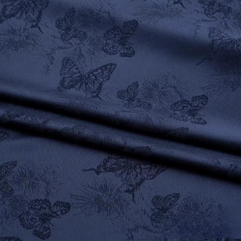 

Chinese Style Butterfly Jacquard Sewing Fabric Summer Qipao Dress Frog Closure Top Breathable Satin DIY Textile Luxury Clothing 100x150cm