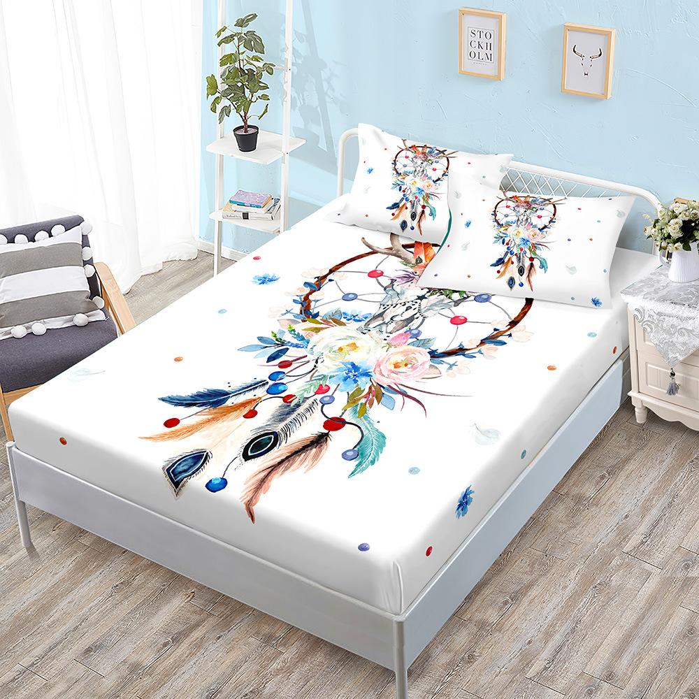Three-Piece Mattress, Mattress Cover, Dream Catcher, Ethnic Bohemian Mattress Protective Cover