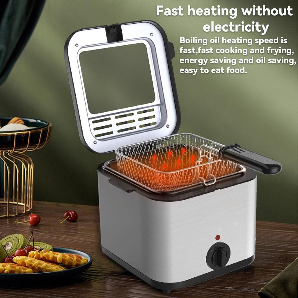 Electric Deep Fryer French Fries Frying Machine with Basket Fried Chicken Grill 2.5L Adjustable Thermostat Kitchen Cooking Oven