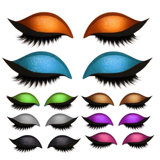 2 Pairs Lazy Eye Shadow Eyelash Patch 2-in-1 Eyeshadow Eyelashes Makeup Stickers Reusable Eye Makeup Stickers with False Lashes Shadow