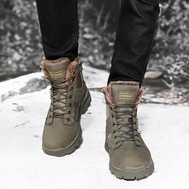 New autumn and winter velvet warm outdoor large size combat boots cotton boots high top snow boots