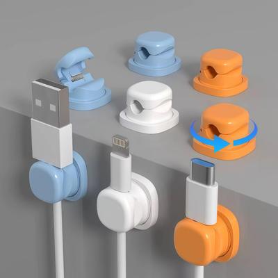 3-Pack Rotatable Cable Organizer, Desktop Cable Management Holder, Charging Cord Clip, Spring-Loaded Cable Clip