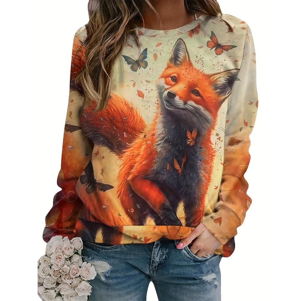 

Новая модная и удобная женская футболка с круглым вырезом и длинными рукавами с 3D-принтом животных 5XL