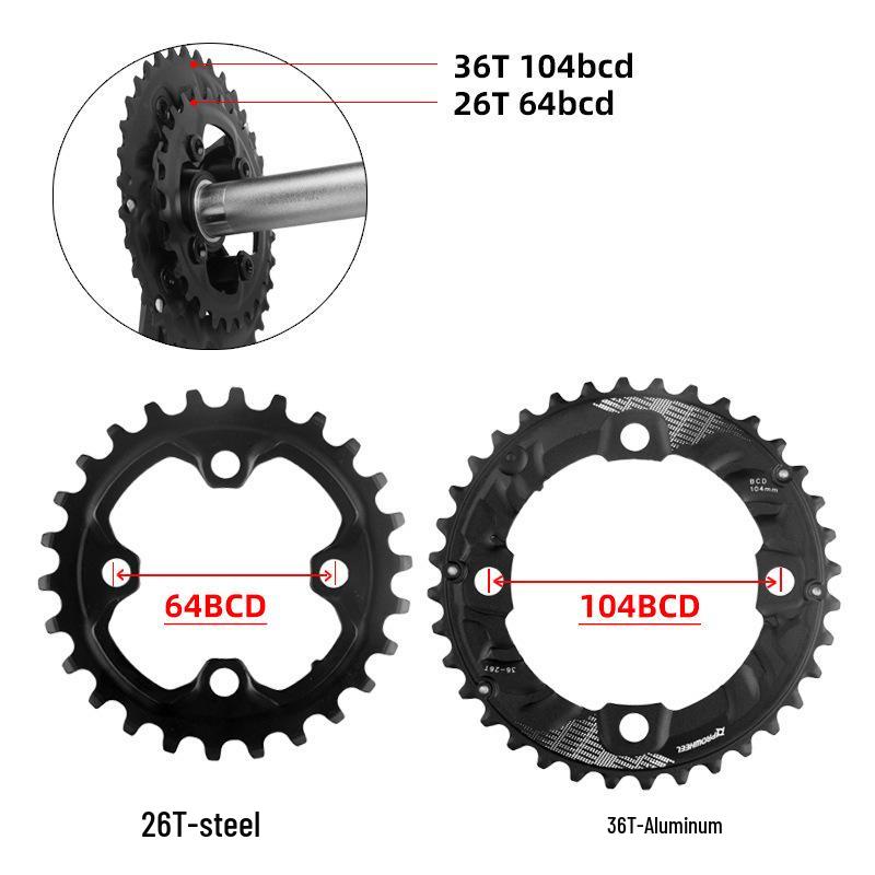 Prowheel 10/11-Speed Mountain Bike Crankset with Hollow Design and 26T/36T/38T Chainring for Bicycle Repair.