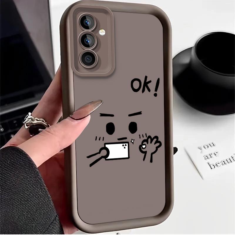 Hand Drawn Hehe Face Case for Samsung Galaxy A53 A50 A50S A36 5G A35 A34 A33 A32 A30 A26 A24 A23 A22 A20 A16 A15 A13 4G Cover