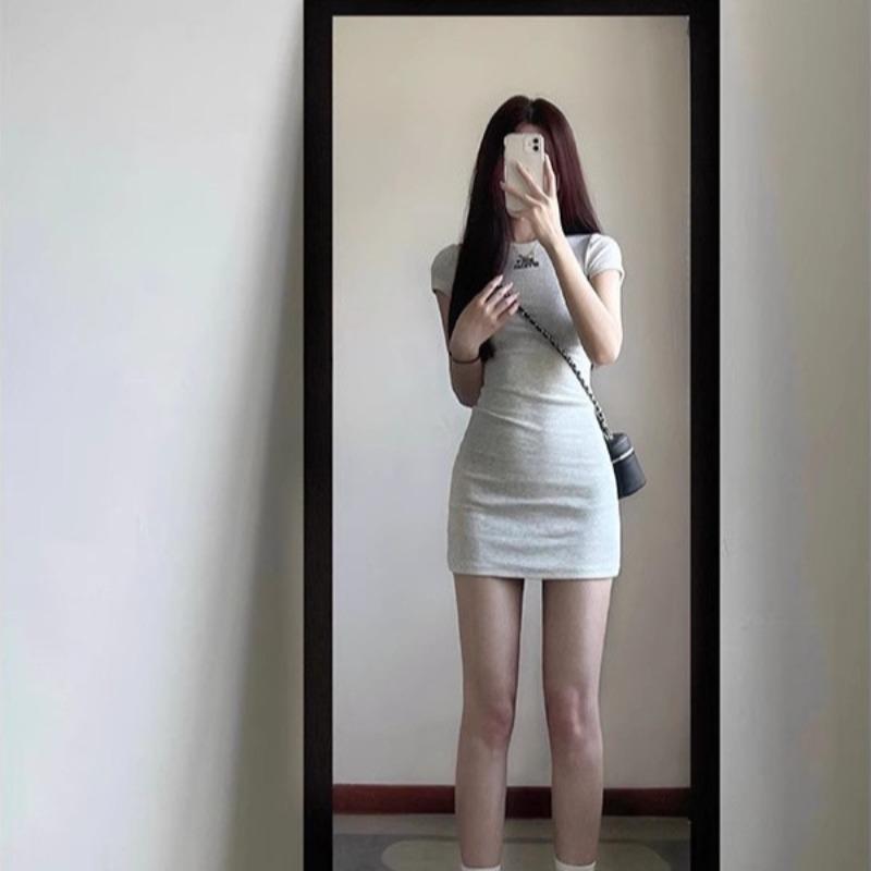 Small Spice Girl Short Sleeve T-Shirt Dress Children's Summer 2 New Waist Slim Skinny Hip Wrap Skirt