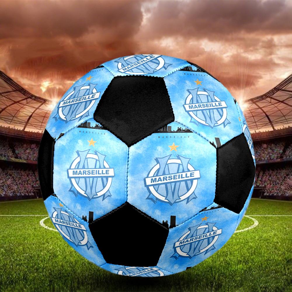 Olympique de Marseille Indoor Soccer Ball Colorful All Ages Size 5 Machine Stitched PVC Competition Ready Durable High-Bounce