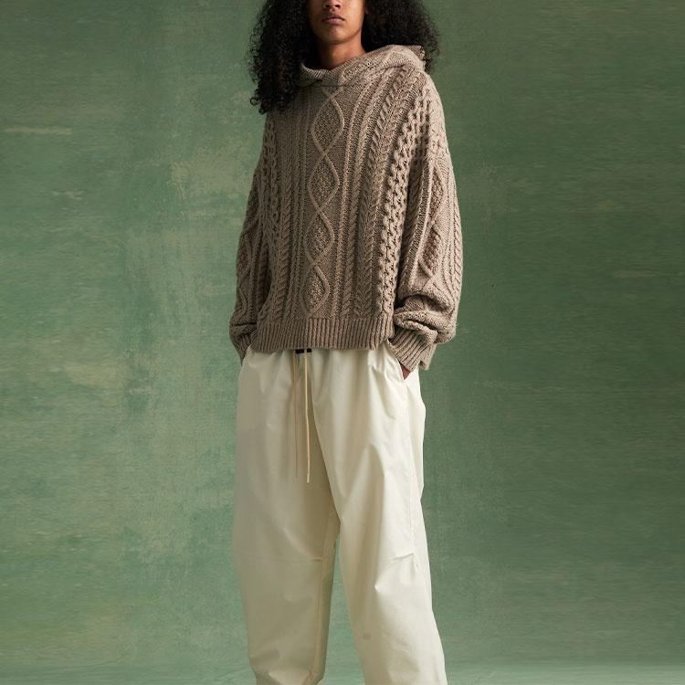 Fear of God Essentials FW23 Cable Knit Hoodie 'Core Heather' Men's 192BT234394F