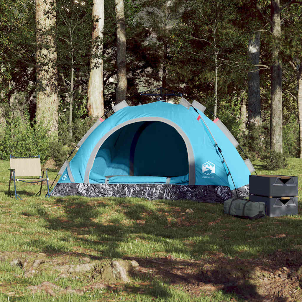 Vidaxl Tenda da Campeggio, 3-Posti, Blu, Montaggio Rapido