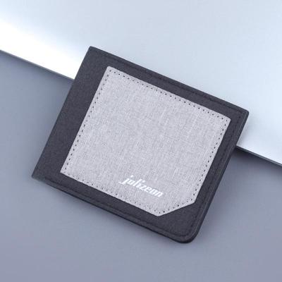 Herren Ultra-Dünne Canvas & Leder Kurze Geldbörse mit Kartenhalter