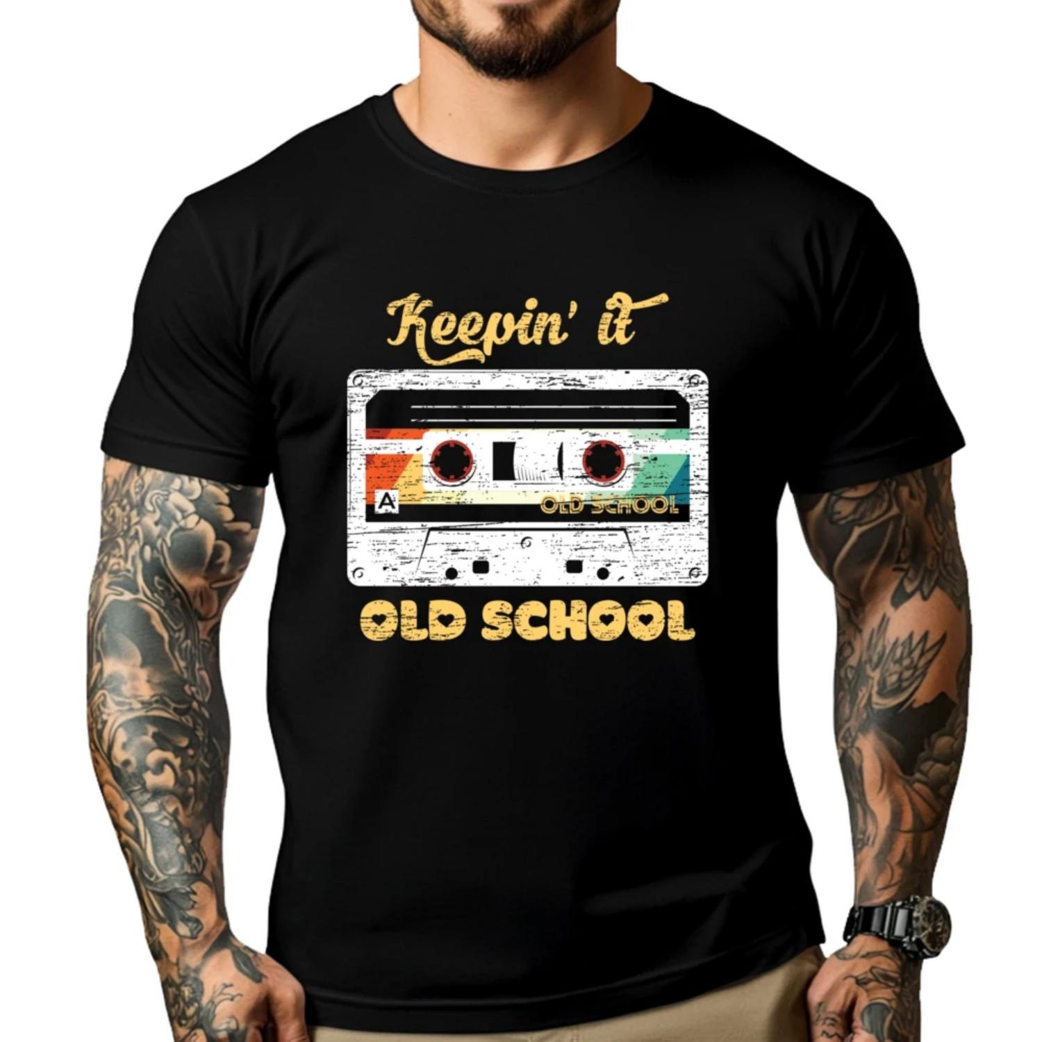Retro Keeping It Old School Cassette Design Luxury Designer T-Shirt Vaporwave S чёрный