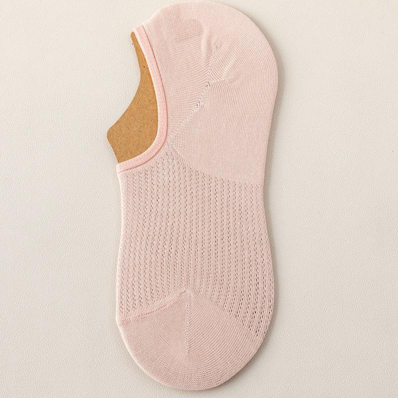 Boat Socks Women's Spring and Summer Thin Breathable Mesh Invisible Socks Solid Color Versatile, Anti-slip and Won't Fall Off with Summer Short Socks