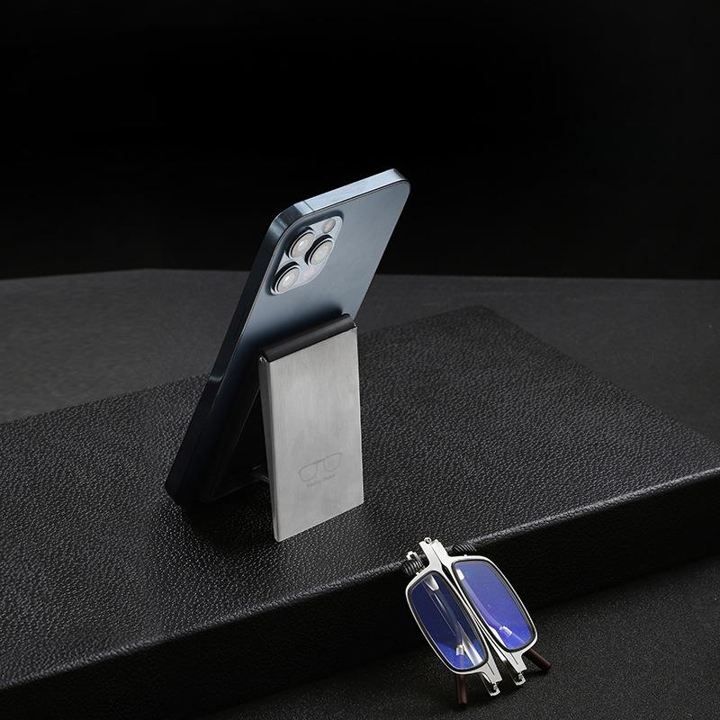 Portable Folding High Definition Anti-Blue Light Reading Glasses Men Women Phone Holder Ultra Thin with Case Presbyopic Eyeglasses