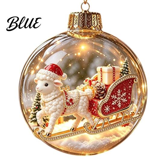 Reusable Plastic Baubles Glowing Christmas Story Ornament Light‑Up Mini Holiday Scene Hanging Ball with Warm Gift Embellishments LED Light,