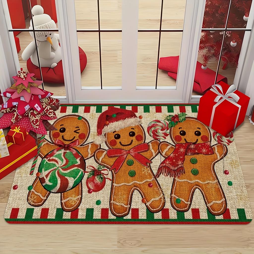 1Pcs Anti Fatigue Kitchen Rugs Merry Christmas Gingerbread Waterproof Non-Slip Thick Cushioned Kitchen Mat Heavy Duty Comfort Standing Mat for Kitchen