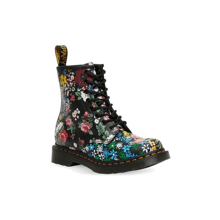 Dr. Martens 1460 Floral Short Boots Women Boots Black White 26920101