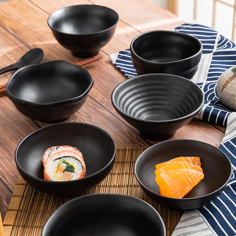 Japanese Style Black Melamine Round Bowl