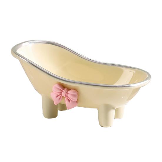 Versatile Soap Dish with Drain Holes Bow-knot Design Easy to Clean Decorative Bathtub Shaped Soap Tray for Bathroom