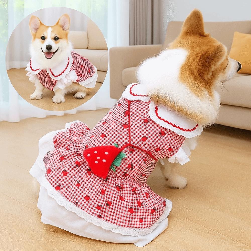 Cute Pet Strawberry Dress Soft Pet Summer Clothes Fashion Dog Vest  for Puppy Kittens
