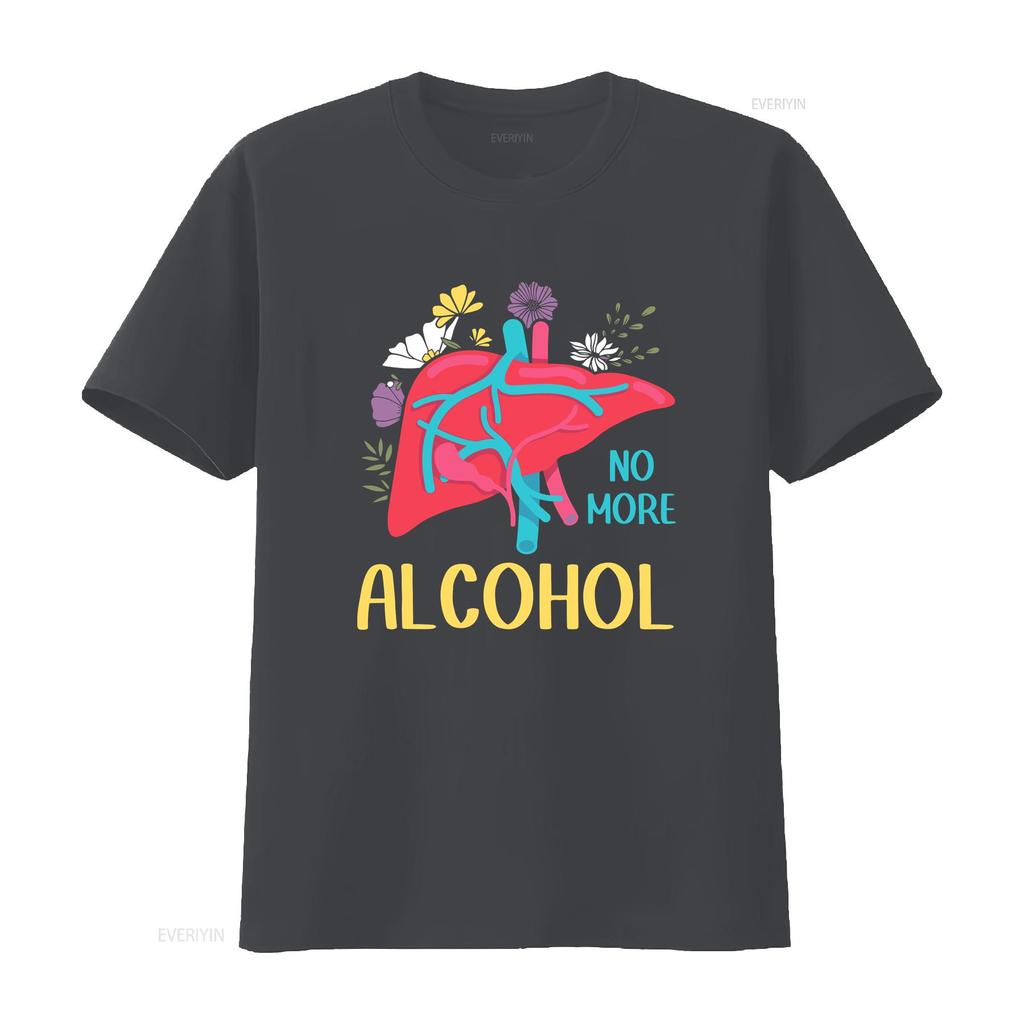 No More Alcohol Liver Disease Awareness T Shirt  Vintage Washed Stylish Graphic Breathable Fashion Soft Casual Stretched Unisex