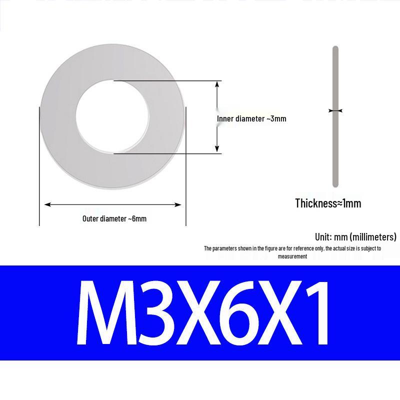 304 Stainless Steel Ultra-Thin Flat Washer, Thickness: 0.1/0.2/0.3/0.4/0.5 Mm, Sizes M1-M8