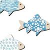 3 Pcs Wooden Fish Wall Art Nautical Coastal Theme Blue Fish Wall Decor Vintage Beach Ocean Wall Sculpture for Living Room Lake House