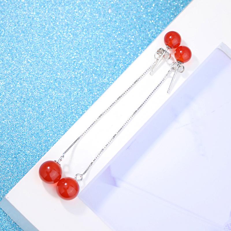 

Серьги с черным агатом, длинные, Muse Fan, темперамент, белая медь, посеребренные, персонализированные минималистские серьги