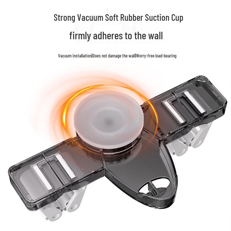 Adjustable Suction Cup Mop Holder - No-Drill, Bathroom Storage Hook with Dual Clips