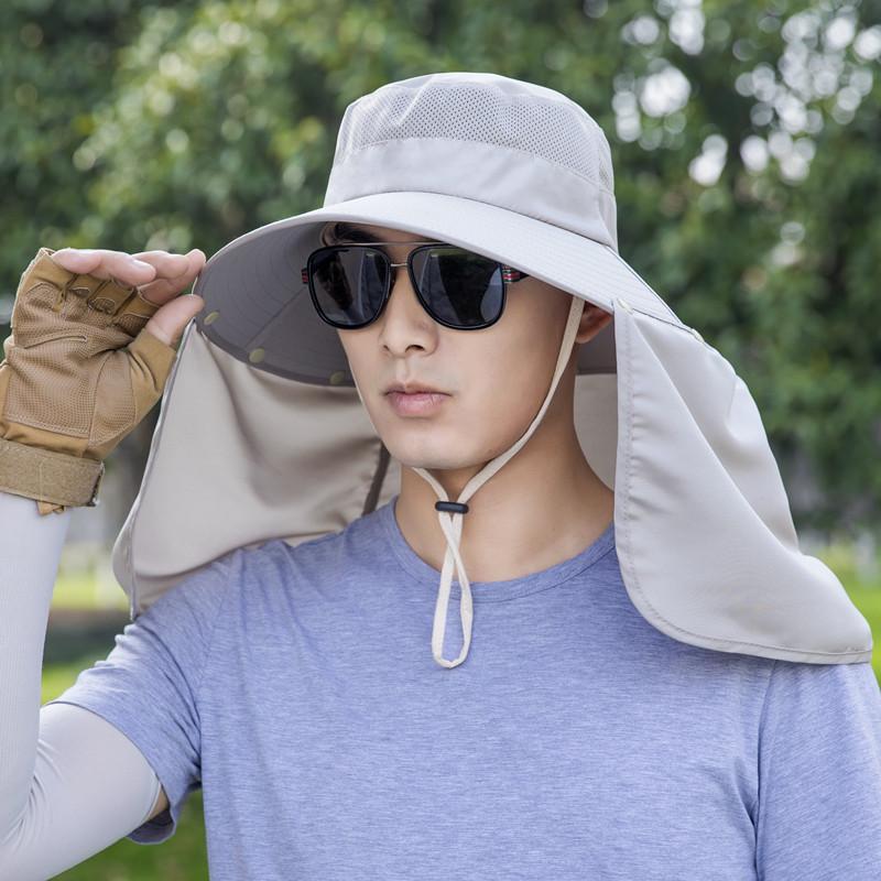 Big-brimmed sun hat men's trend summer sun protection outdoor breathable fishing cool hat bucket hat women's face hat