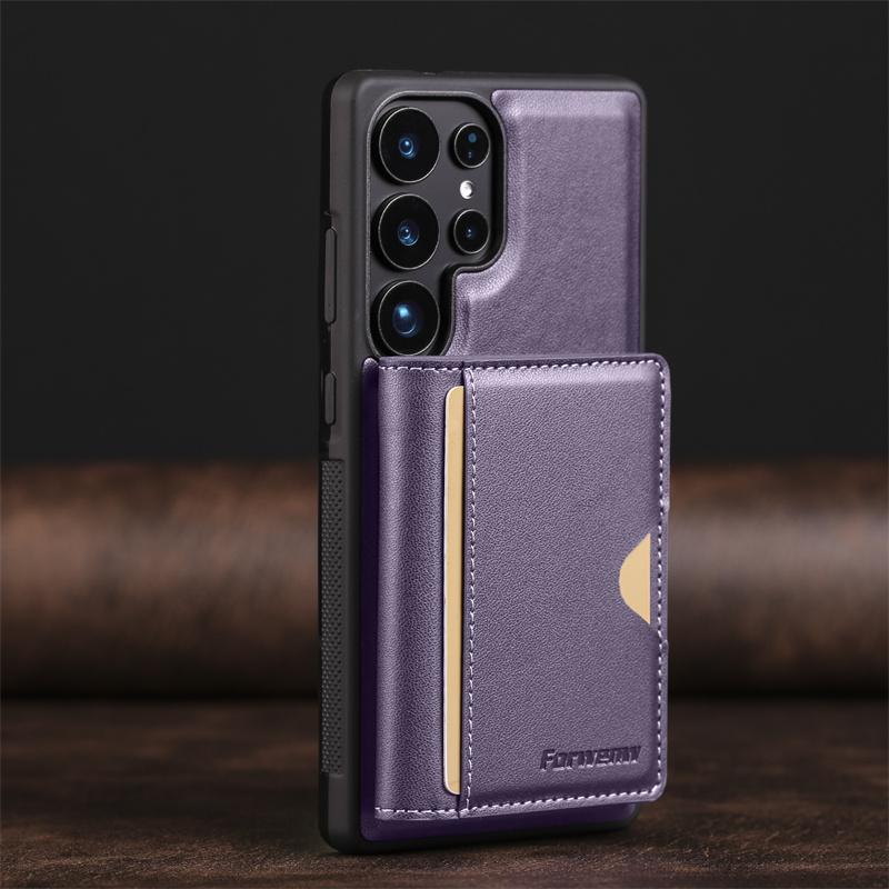 Luxury 2-in-1 Magnetic MagSafe Wireless Charging Leather Case for Samsung S26 S25 Ultra S24 S22 Plus Note 20 Ultra Card Holder