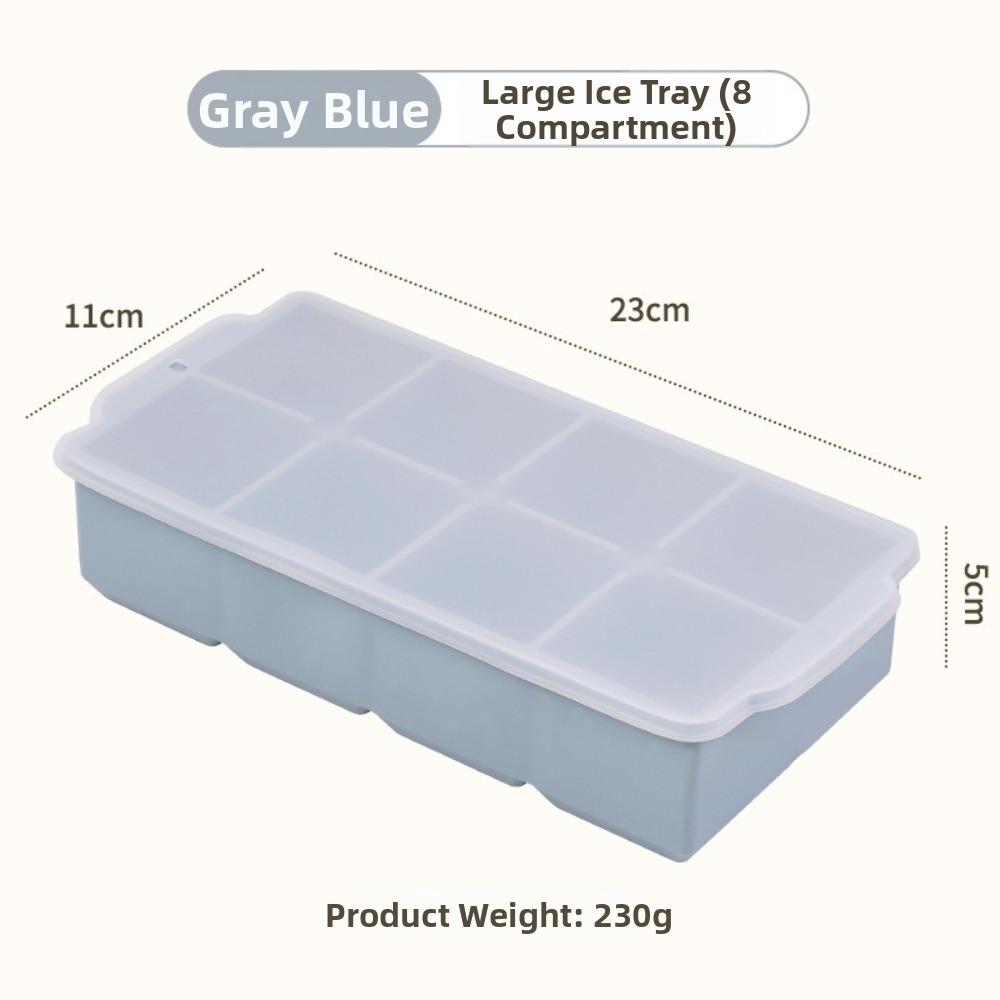 New Food Grade Silicone Ice Cube Tray 6/8 Cavity Flexible and Soft Ice Making Mold Large With Lid Ice Cube Mould Freezer Use