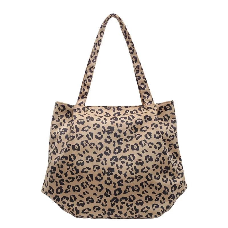 Large Capacity Nylon Shoulder Bags for Women with Zippers  Leopard Print Design  Casual Fashion  High Quality