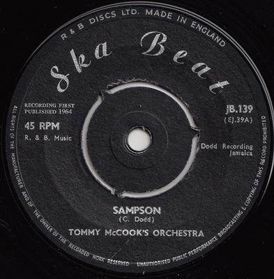 7inch Record TOMMY MCCOOKS ORCHESTRA ROY PA Sampson My Arms Are Waiting JB139 Ska Beat 1964 UK Reggae Ska Dub Used