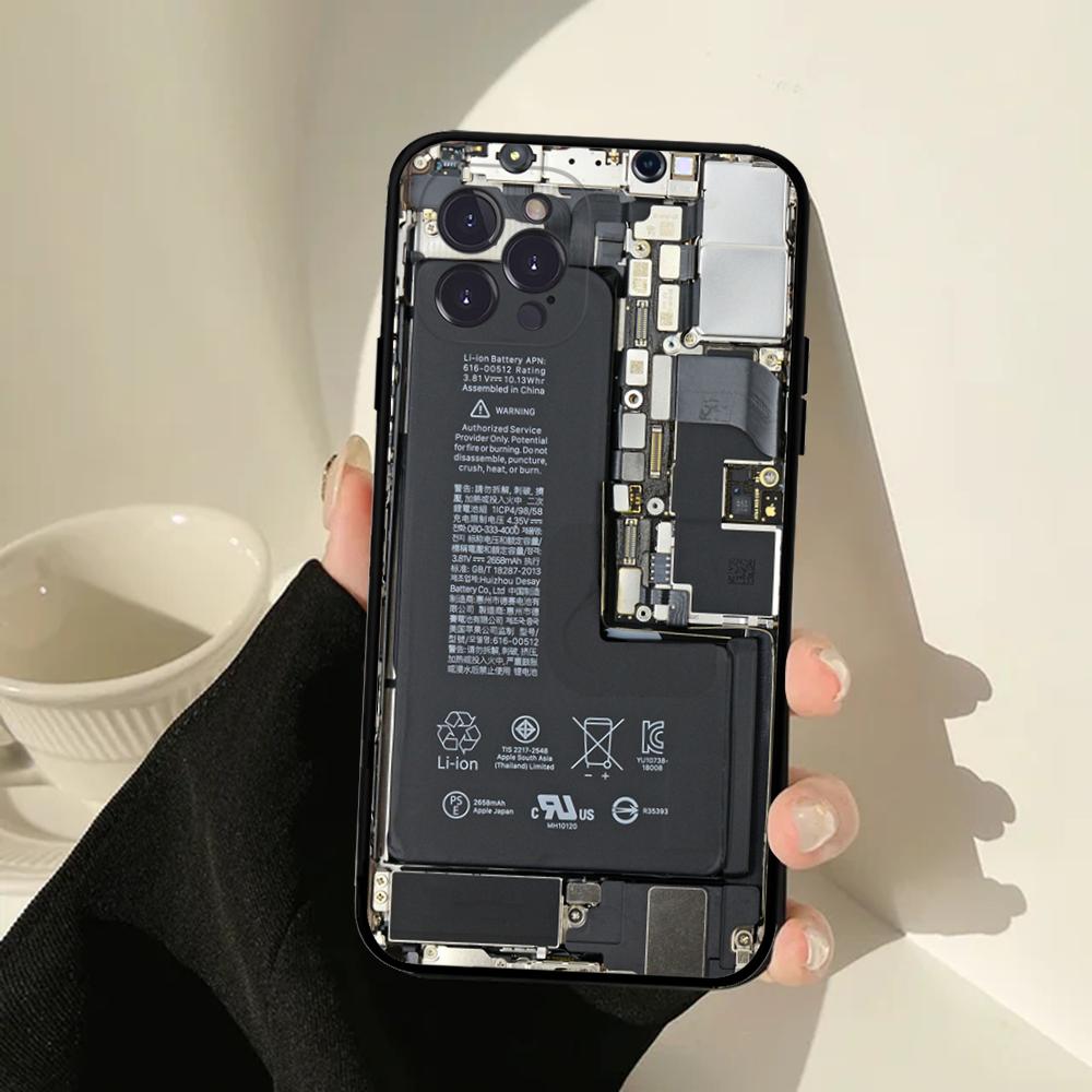 

Inside Circuit Board Phone Case For IPhone 16 15 14 11 12 13 Mini Pro XS Max Cover 6 7 8 Plus X Funda Shell iPhone 13 mini