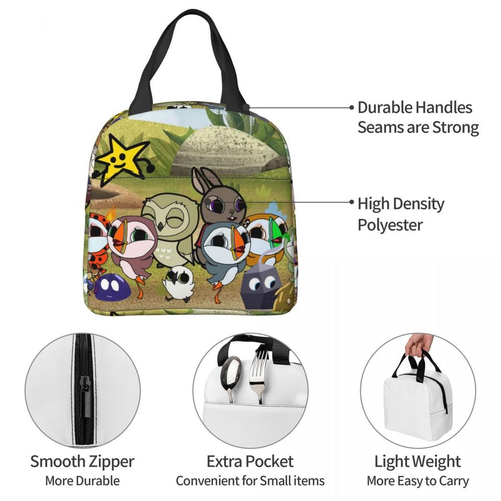 Puffin Rock And New Friends Cartoon Animation Insulated Lunch Bag for Women Kids Leakproof Food Boxes Thermal Lunch Box Tote