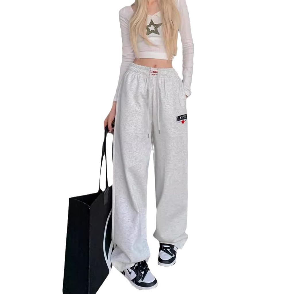 Retro Hong Kong Style Sweatpants Men's and Women's Loose Straight Drop Floor Pants Casual Sports Pants Spring and Autumn