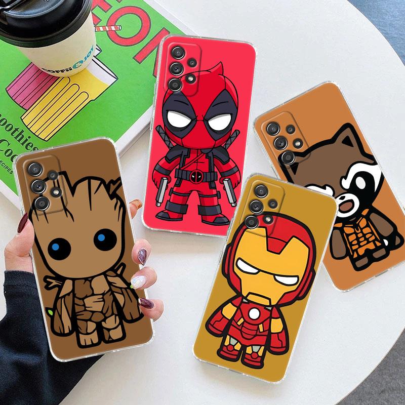 Cartoon Marvel Groot Ironman Clear Case For Samsung Galaxy A57 A37 A56 5G A36 Case A55 A54 A35 A26 A07 A17 A16 A06 A36 A15 Cover