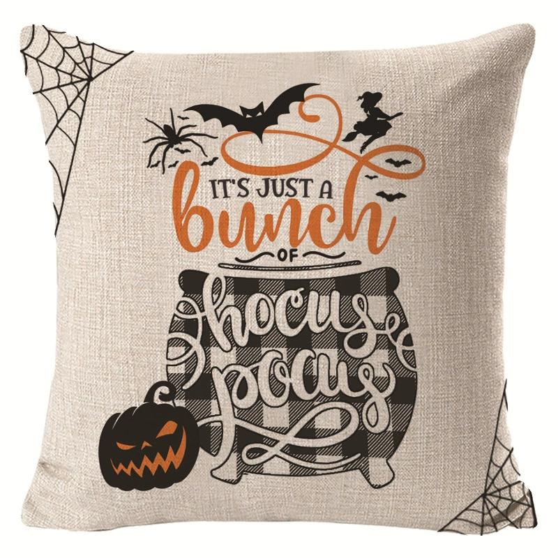 Creative Halloween Decoration Cushion Cover Classic Skull Pumpkin Series Printed Pillowcase Terrifying Bat Pillow Cover