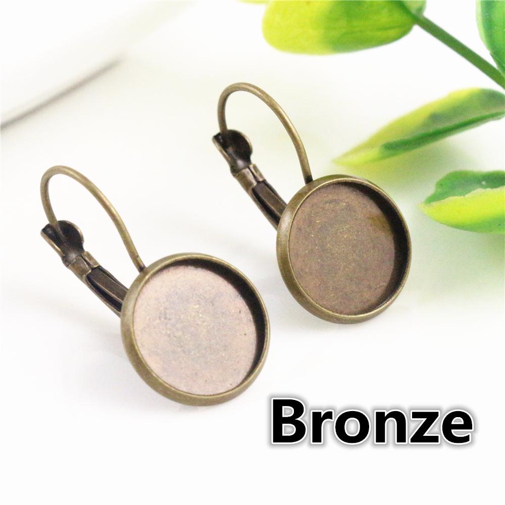 8-20mm 10pcs Classic Colors Plated French Lever Back Earrings Base,Fit 8-20mm Glass cabochons Earring Blank Supplies for Jewelry