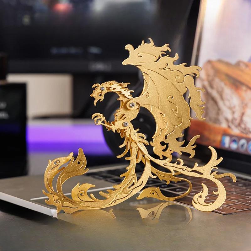 28-teiliges 3D-Puzzle, Pfau, Metall-Modellbausatz, antikes mythisches Tier Suzaku, mechanisches DIY-Montagespielzeug