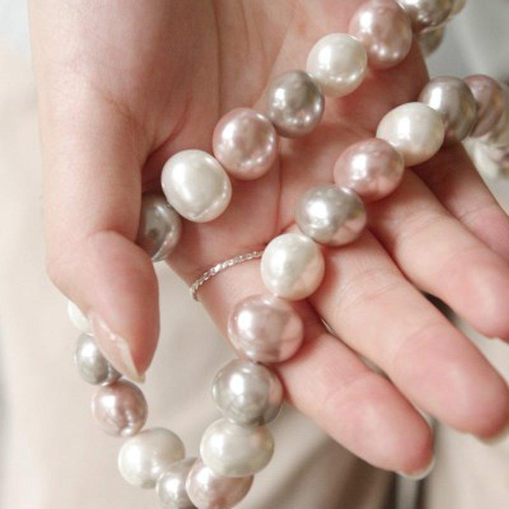 Bydaisy Pink Gray Potato Pearl Necklace Bn0467