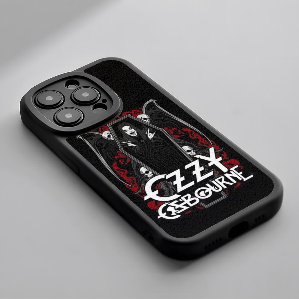

Hot singer O-ozzy Osbou pattern Phone Case For iPhone 16 15 14 13 12 11 Plus Pro Max High-end Lambskin Silicone Cover black iPhone 12