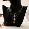 Niche Women'S Pearl Love Pendant Necklace Colored Zircon Temperament Diamond-Set Heart-Shaped Cold Wind
