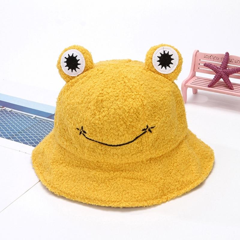 Winter Bucket Hat Polyester Plush Fisherman Caps for Women Men Keep Warm Cute Cartoon for Frog Style Trendy Accessories